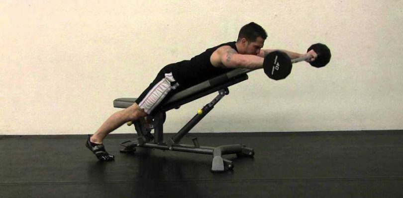 strengthen your shoulder muscles with chest supported barbell front raise